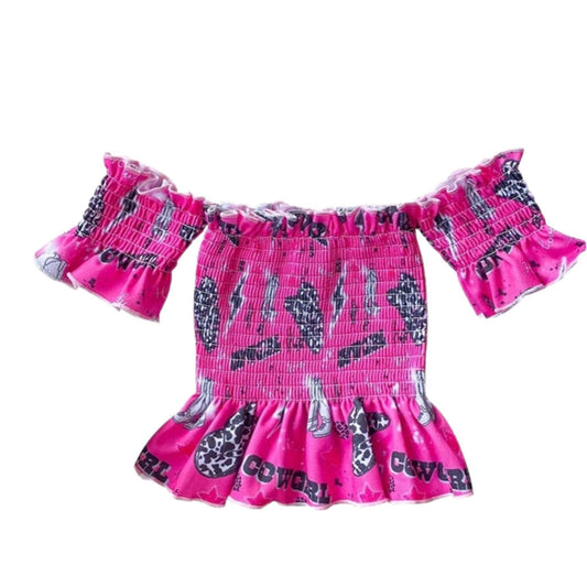 Hot Pink Cowgirl Smocked Top