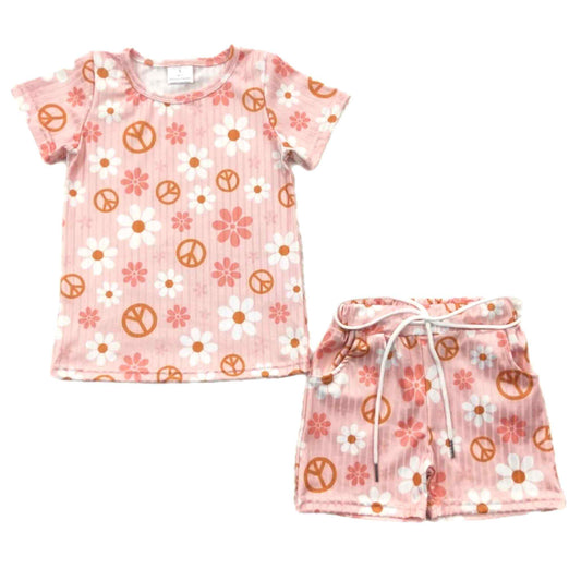 Peace and Flowers Shorts Set