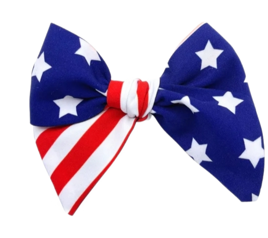 Stars & Stripes Dainty Fabric Bow - 3.5"