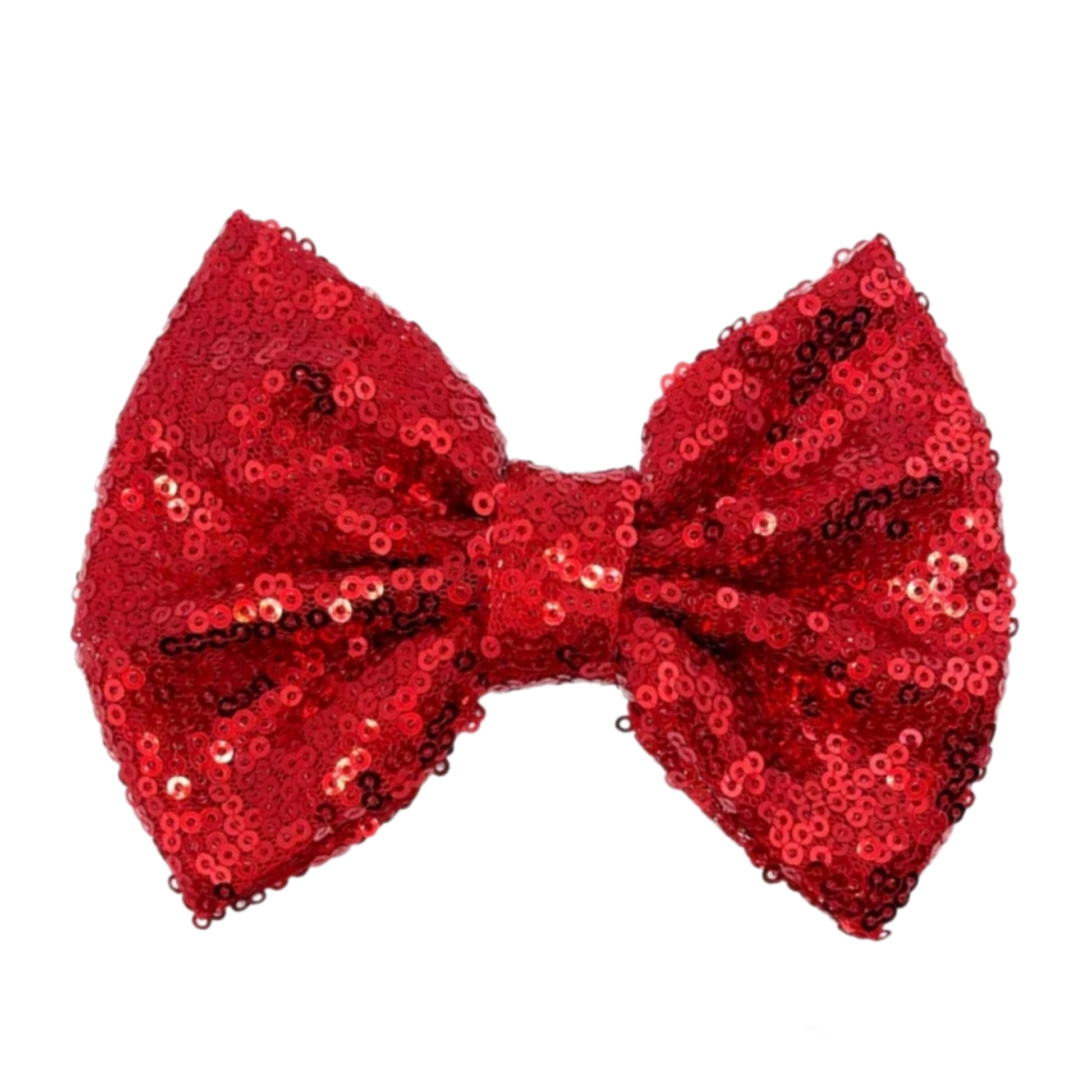 Red Sequin Tulle Fabric Bow - 5"