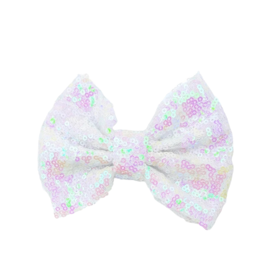 Iridescent Sequin Tulle Fabric Bow - 5"