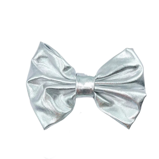Silver Lame Fabric Bow - 5"