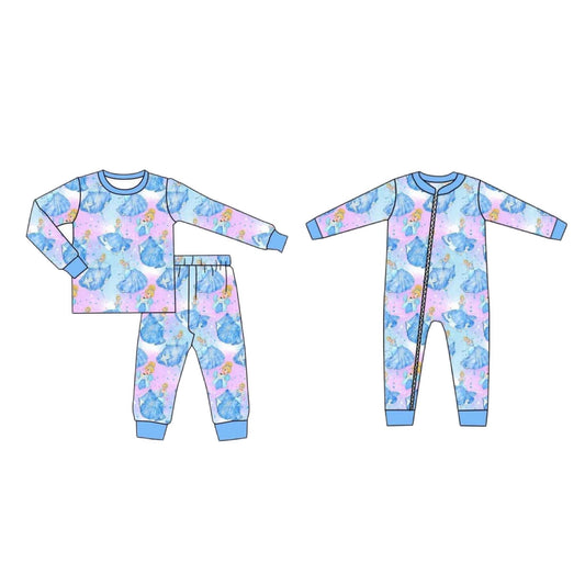 Pink and Blue Glass Slipper Princess Pajamas