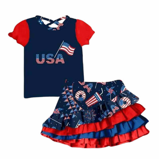 USA Pinwheels Ruffled Skirt Set