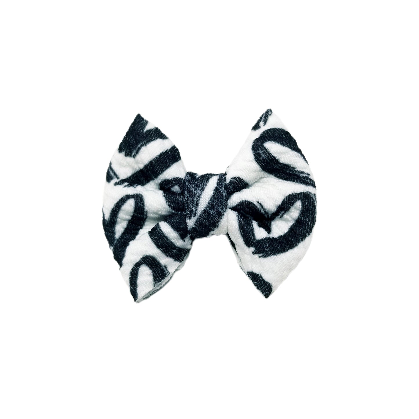 Black Hearts on White Micro Piggies Bow 2" (pair)