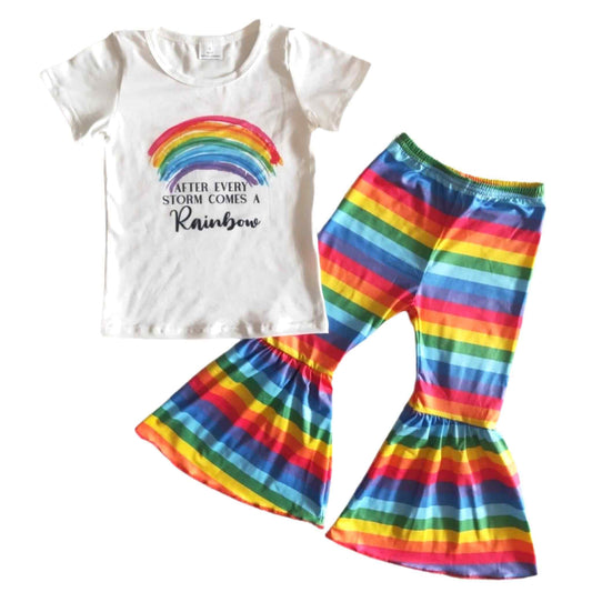After Every Storm Comes a Rainbow Bell-bottom Pants Set - Waterfall Wishes