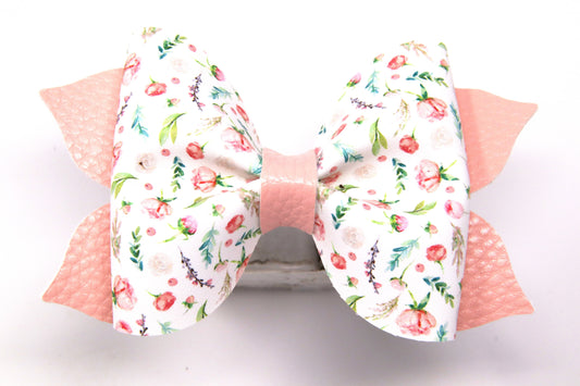 Petite Pink Roses Pixie Pinch Bow 4"