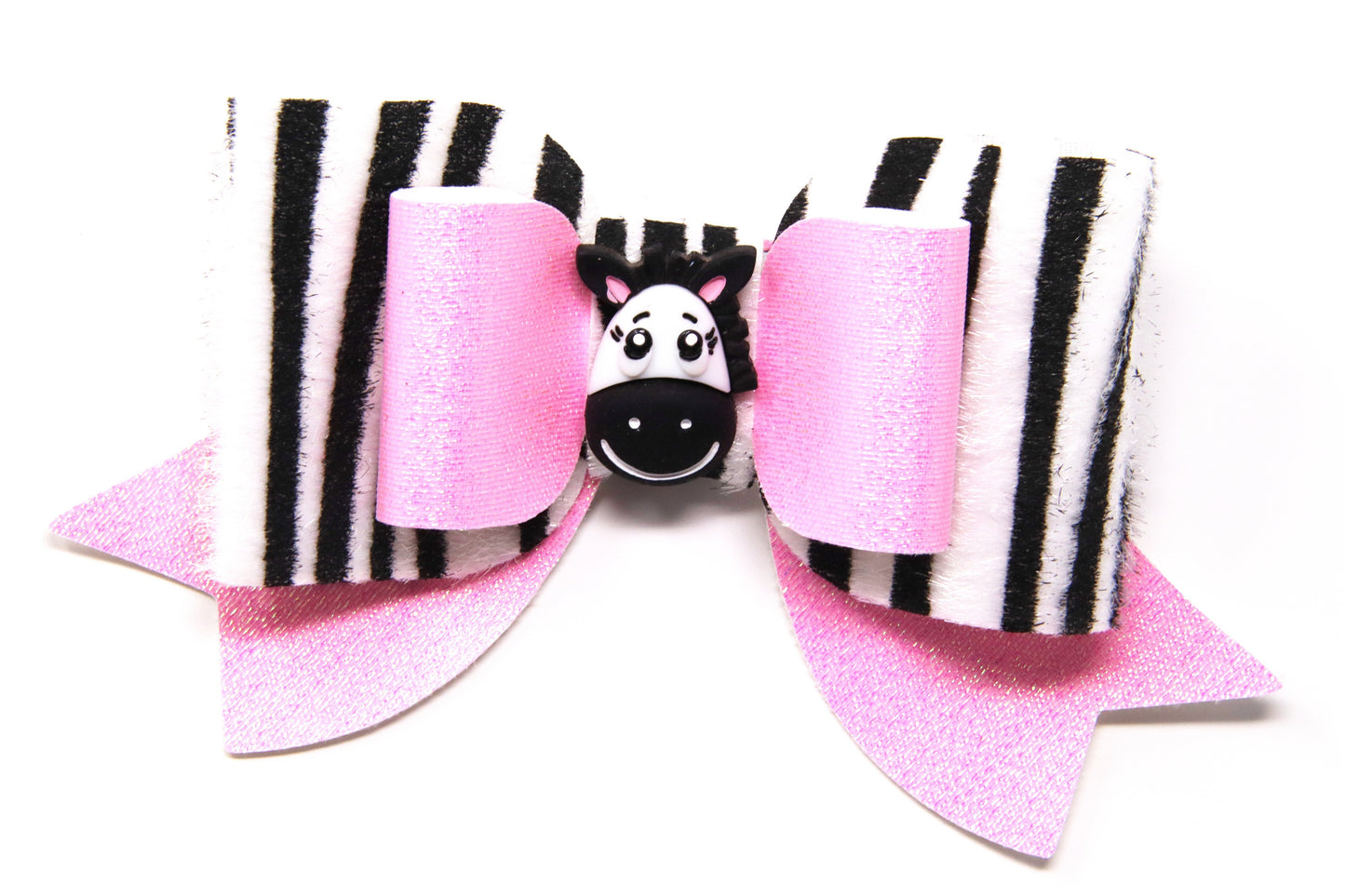 Zebra Stripes Double Maggie Bow with Zebra Center