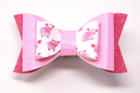 Pink Pigs Double Diva Bow