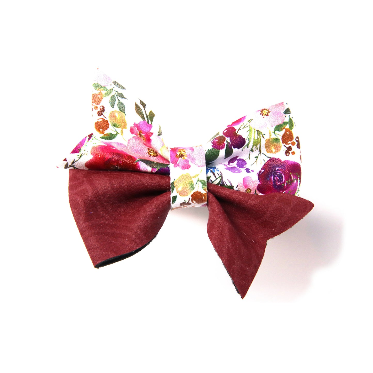 Floral Burgundy Mini Larkin Bow 2.5"