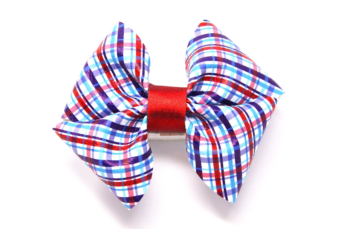 Freedom Plaid Fluffy Petal Pinch Bow 4"