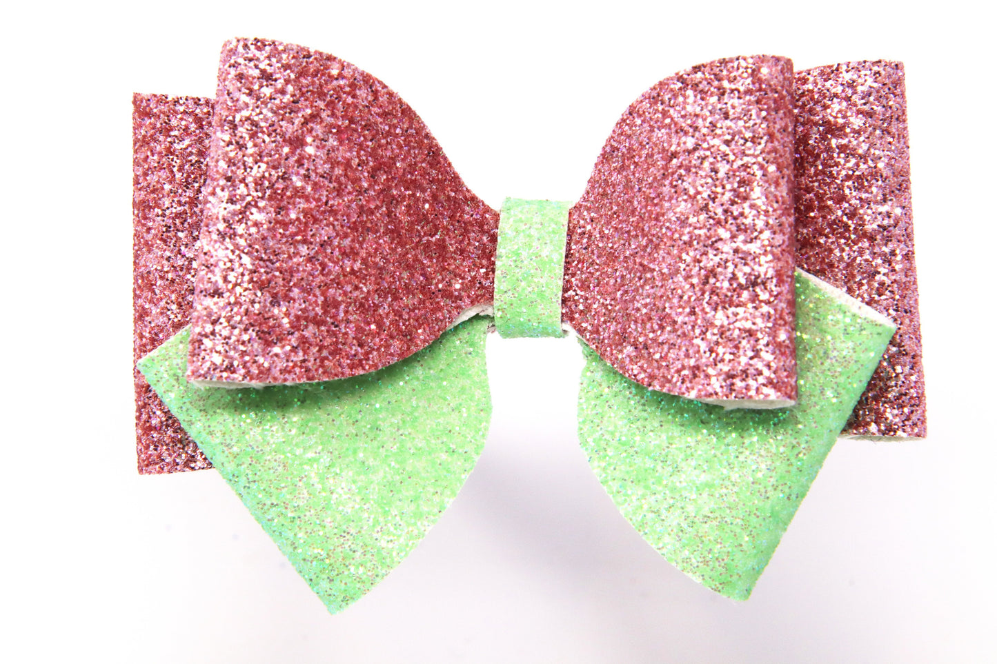 Pink & Green Medium Glitter Sugar Bow