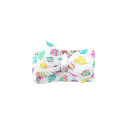 Pastel Eggs Braid Knit Fabric Bow Headwrap 4"