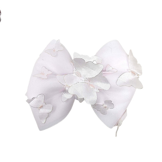 Pale Pink Butterfly Net Puffy Fabric Bow