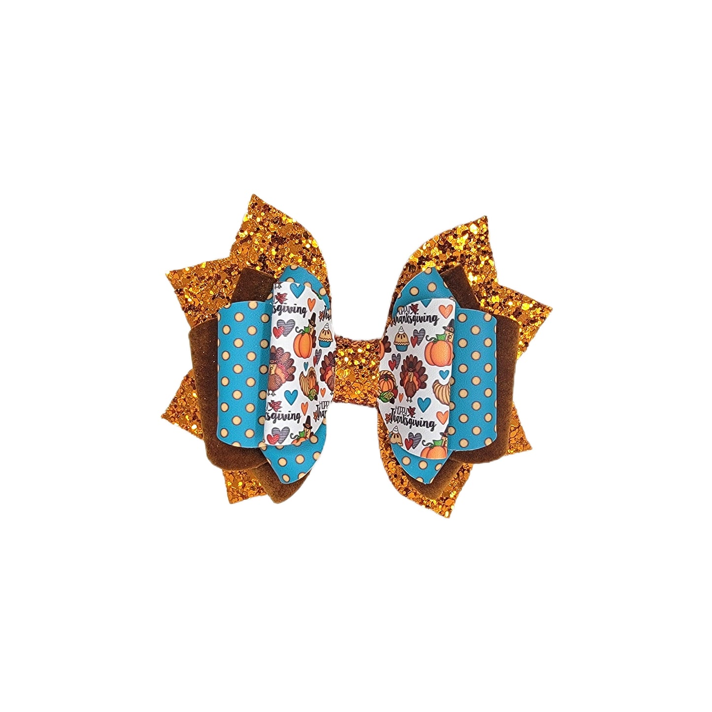 Happy Thanksgiving Double Franchi Elegant Bow 5"