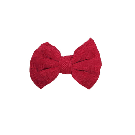 Cranberry Woven Knit Fabric Bow 3" (pair) 