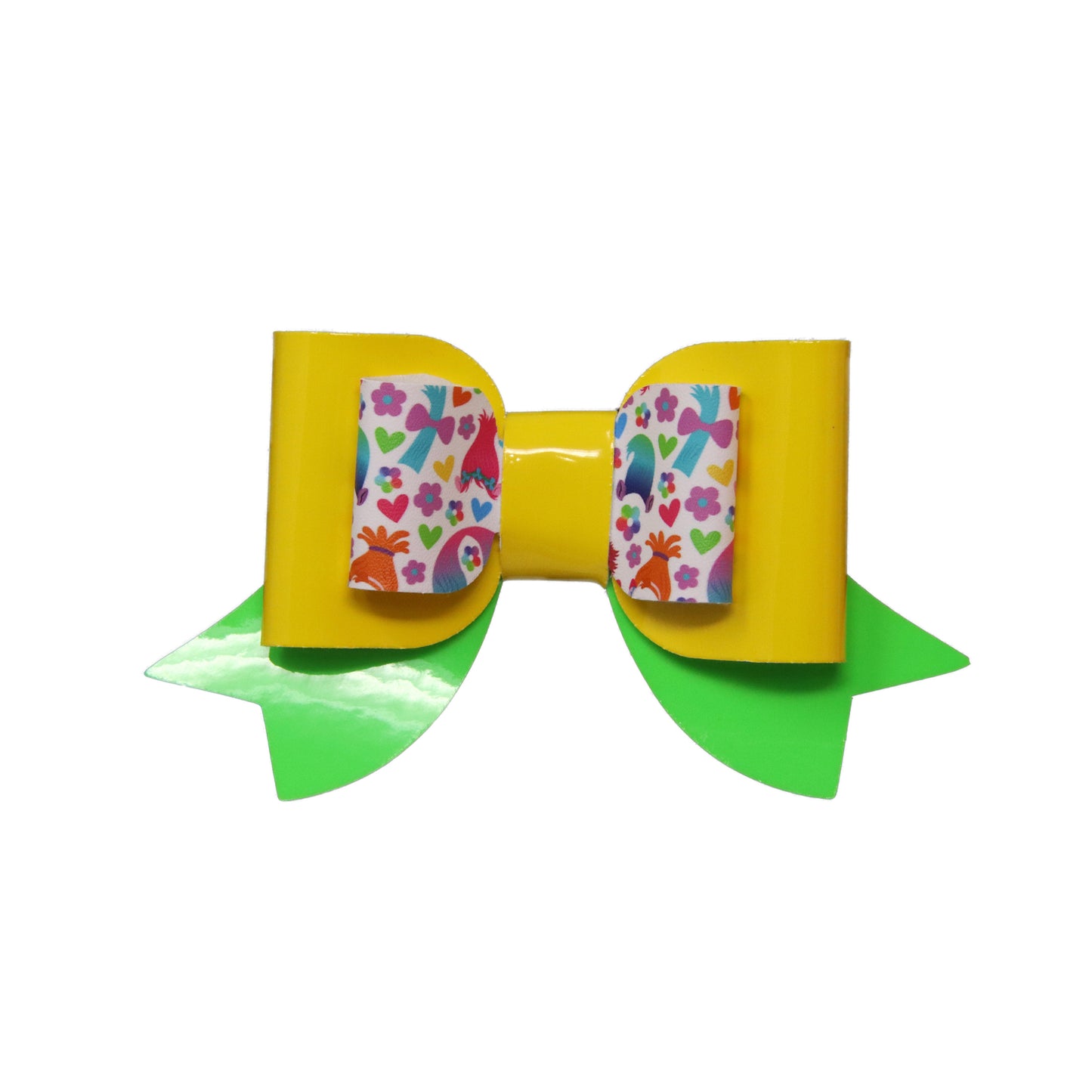 3.5 inch Green & Yellow Trolls Double Maggie Bow
