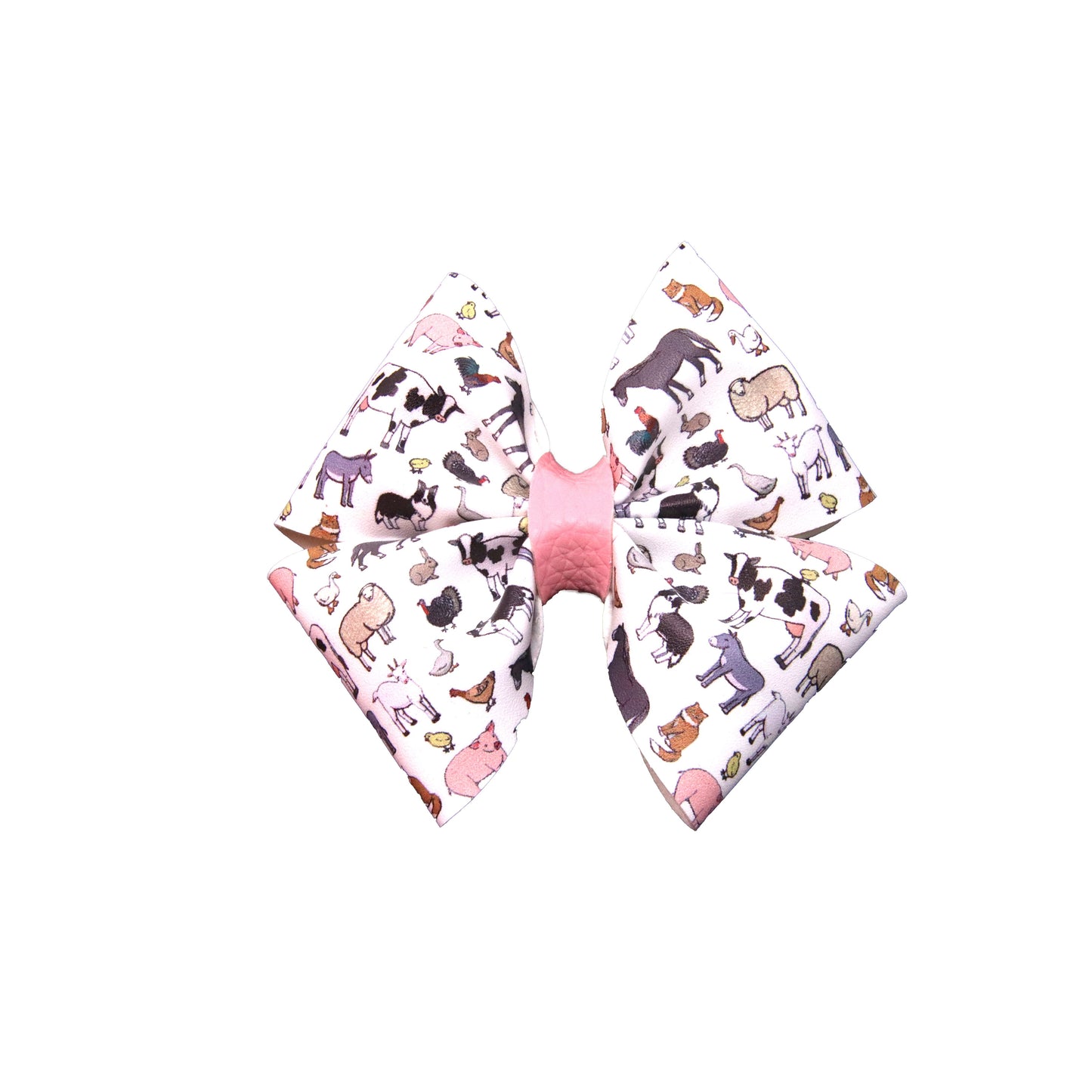 4 inch Farm Animals Fluffy Petal Pinch Bow