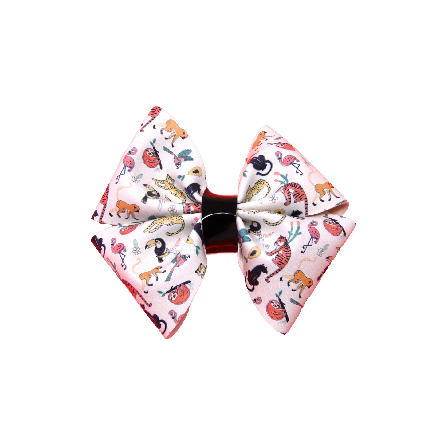 4 inch Jungle Animals Fluffy Petal Pinch Bow