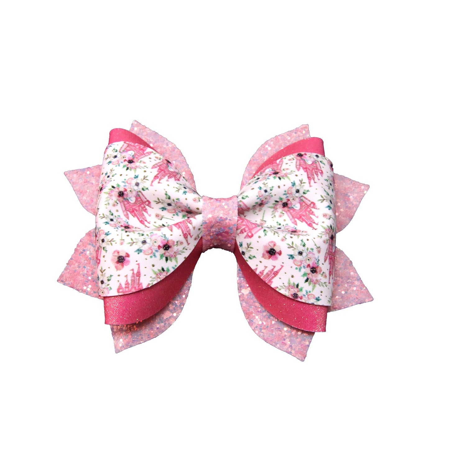 Pink Princess Castle Dressed-up Phoebe Bow 5"