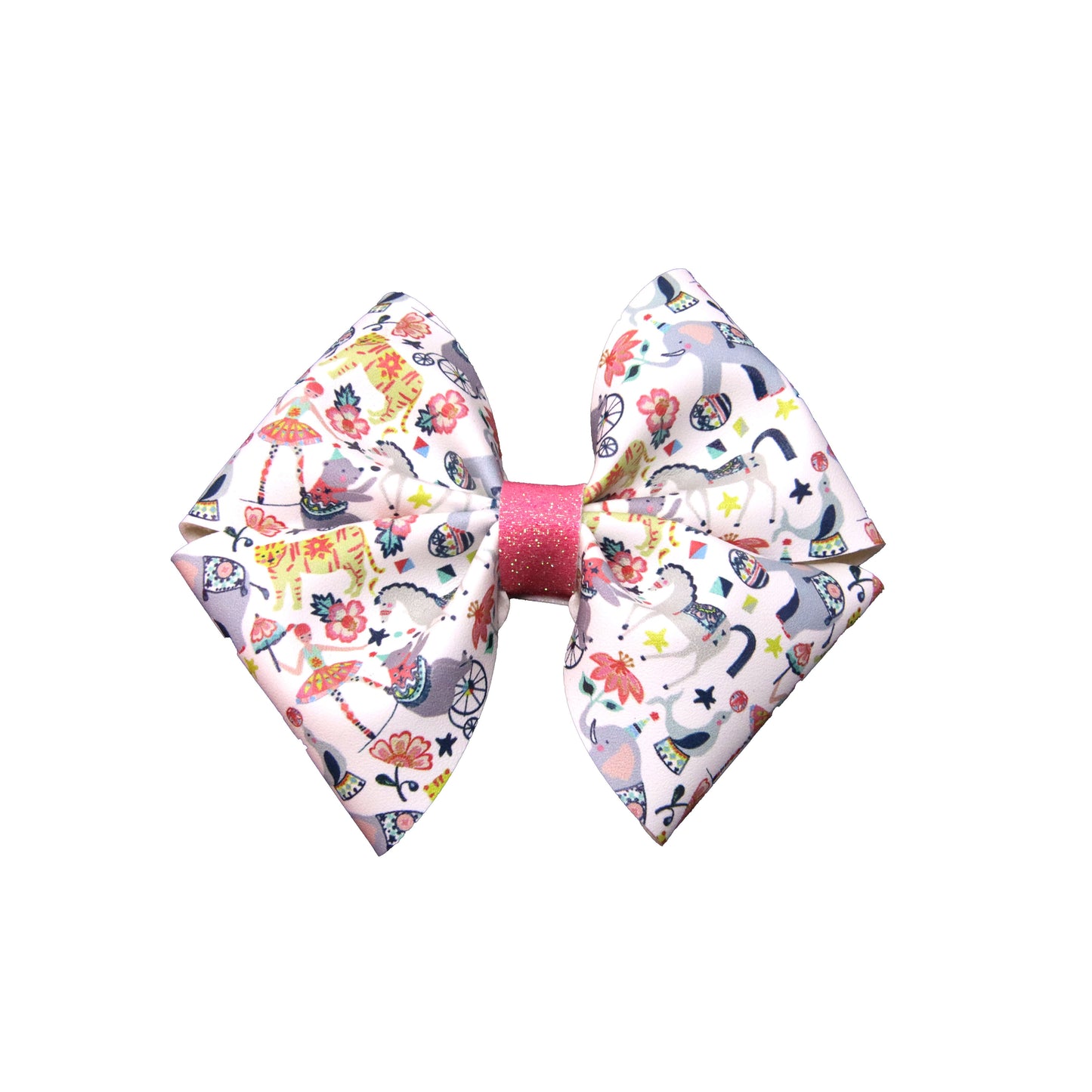 4 inch Circus Animals Fluffy Petal Pinch Bow
