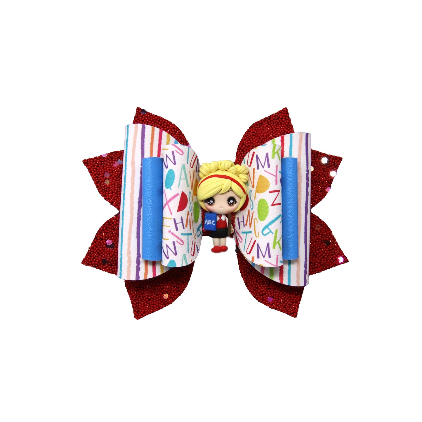 5 inch Alphabet Triple Chloe Bow with Teacher Clay