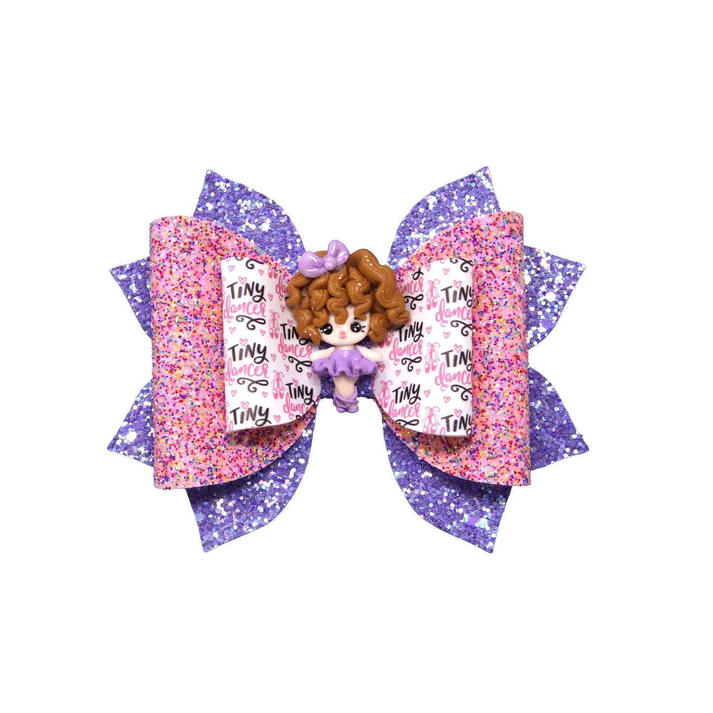 Tiny Dancer Double Elegant Bow 5" with Ballerina Clay