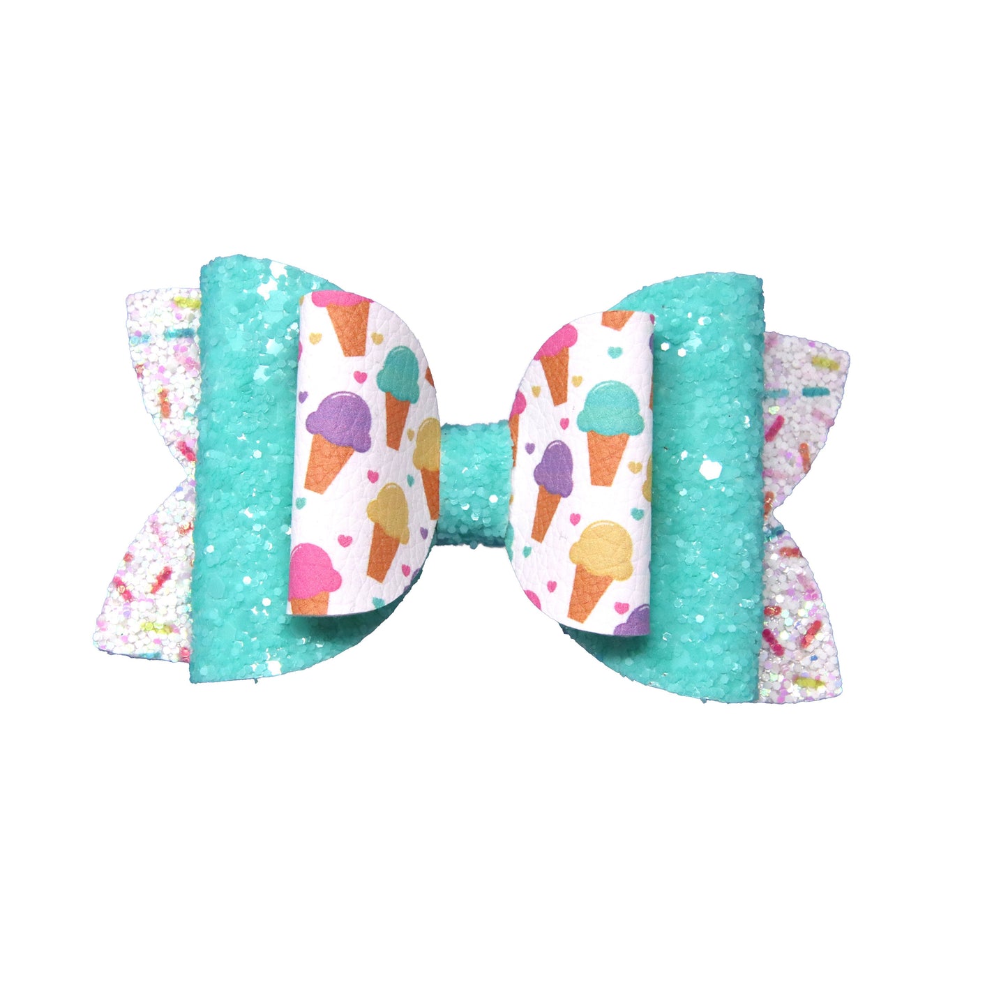 Ice Cream Cone Double Diva Bow 4"