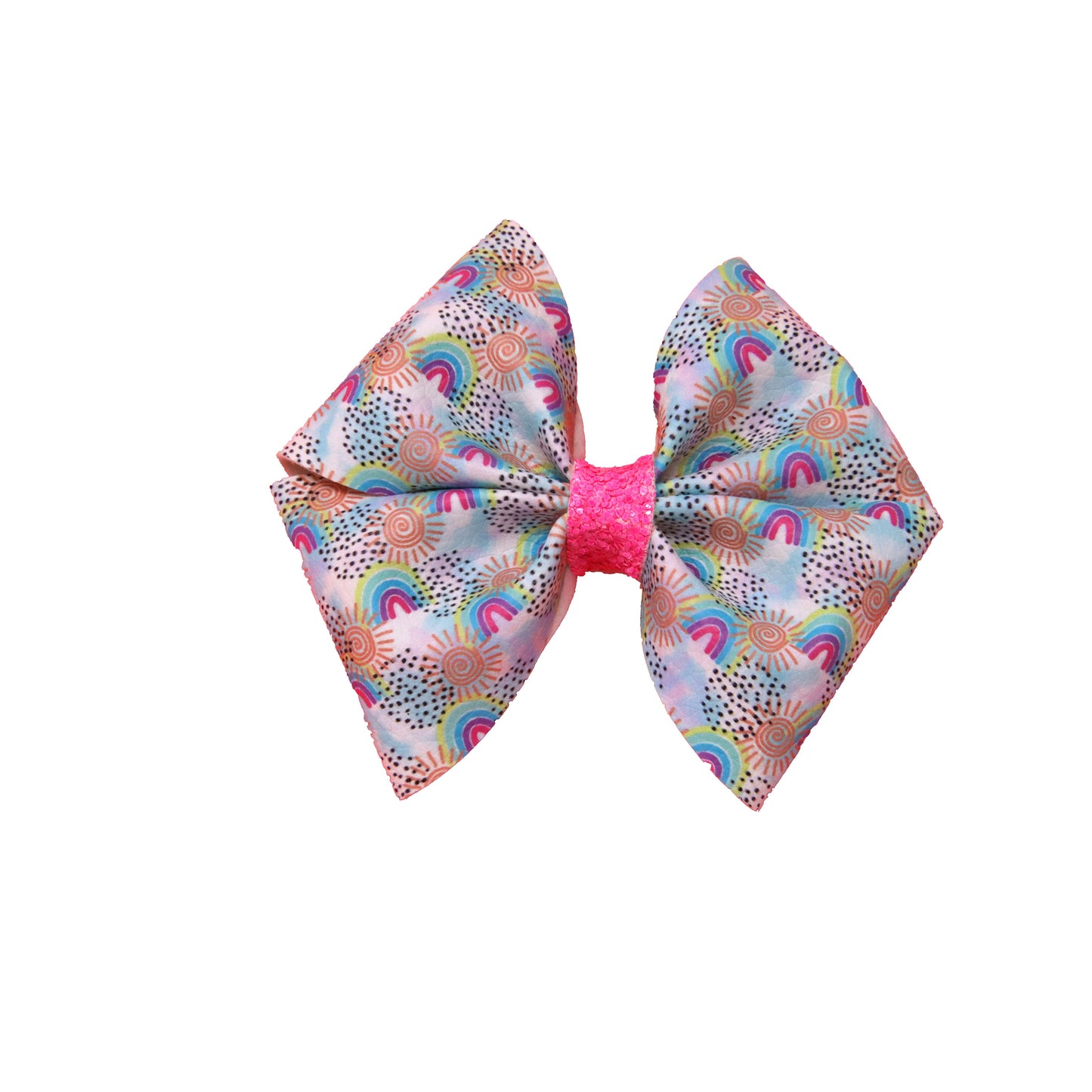 Spring Rainbows Fluffy Petal Pinch Bow 4"
