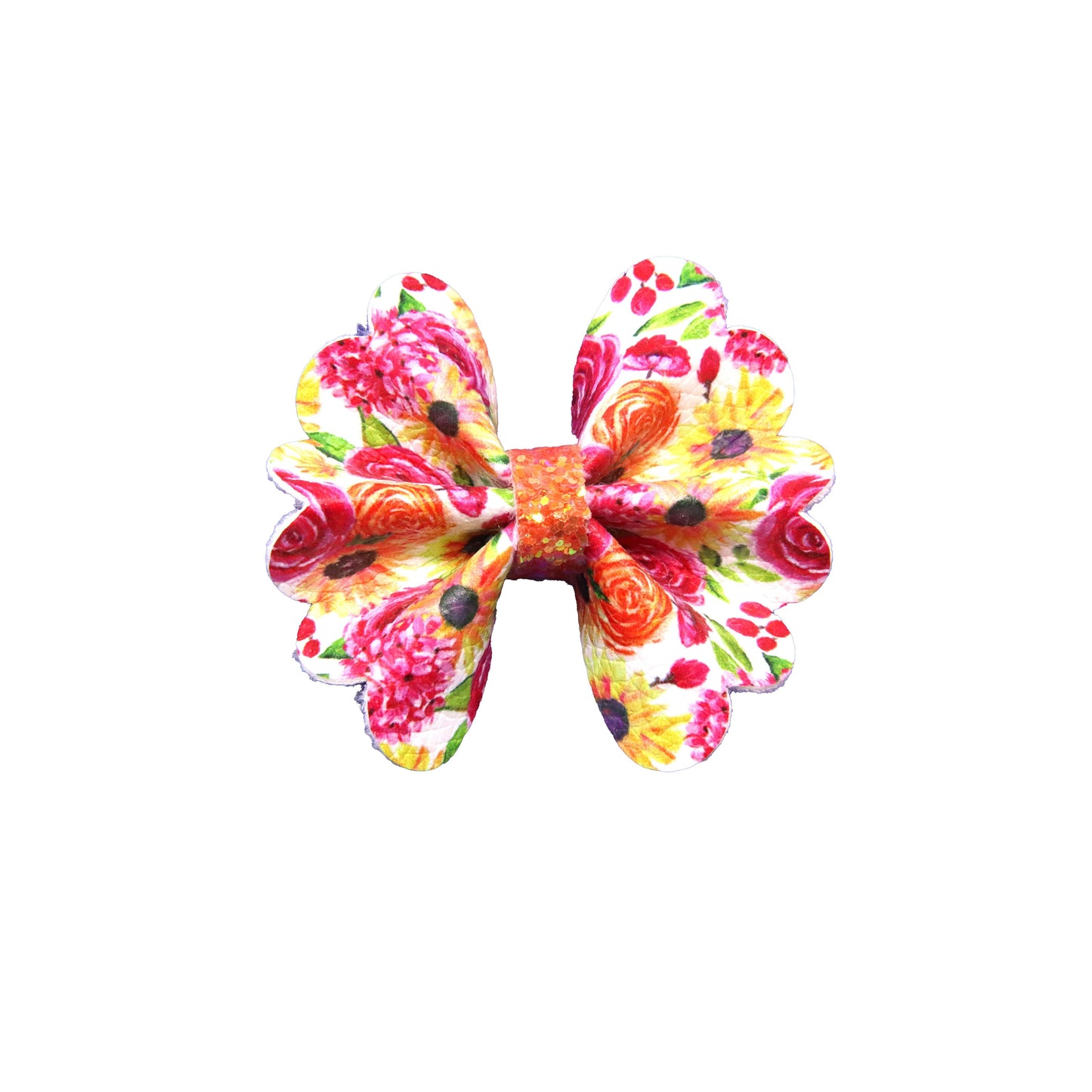 Floral Flower Petal Pinch Bow 1.75"