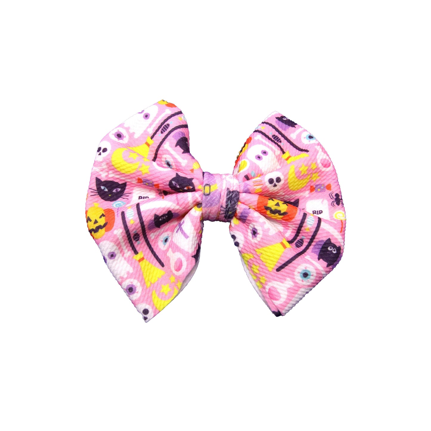 7" Retro Halloween Fabric Bow - Waterfall Wishes