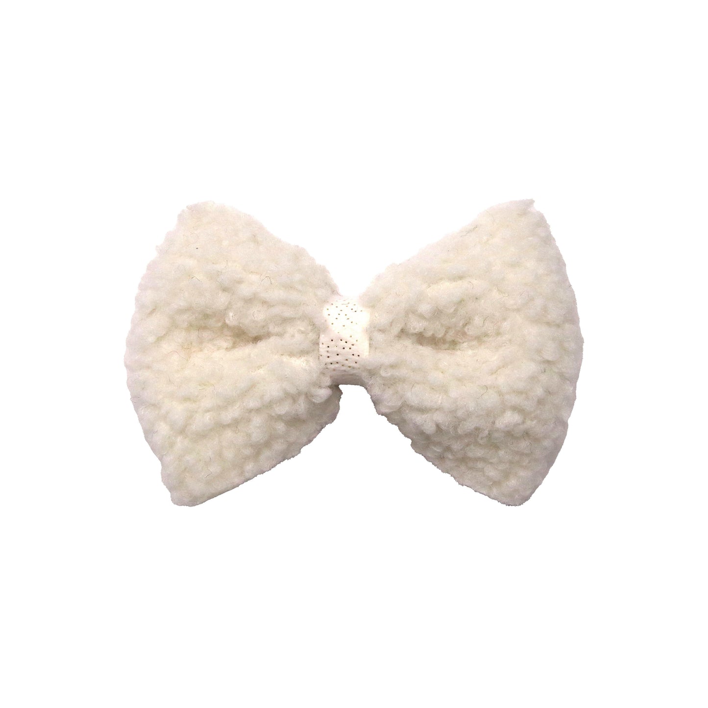 Cream Long Sherpa Pinch Bow 4"