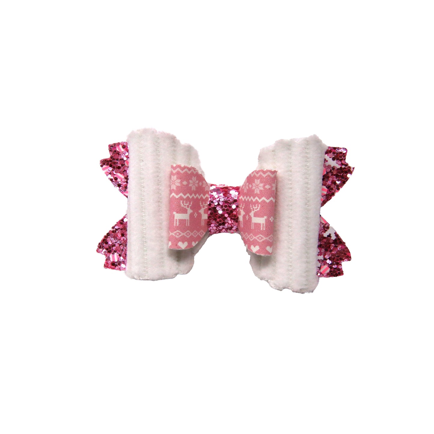 Reindeer Love Scalloped Daisy Bow 3"