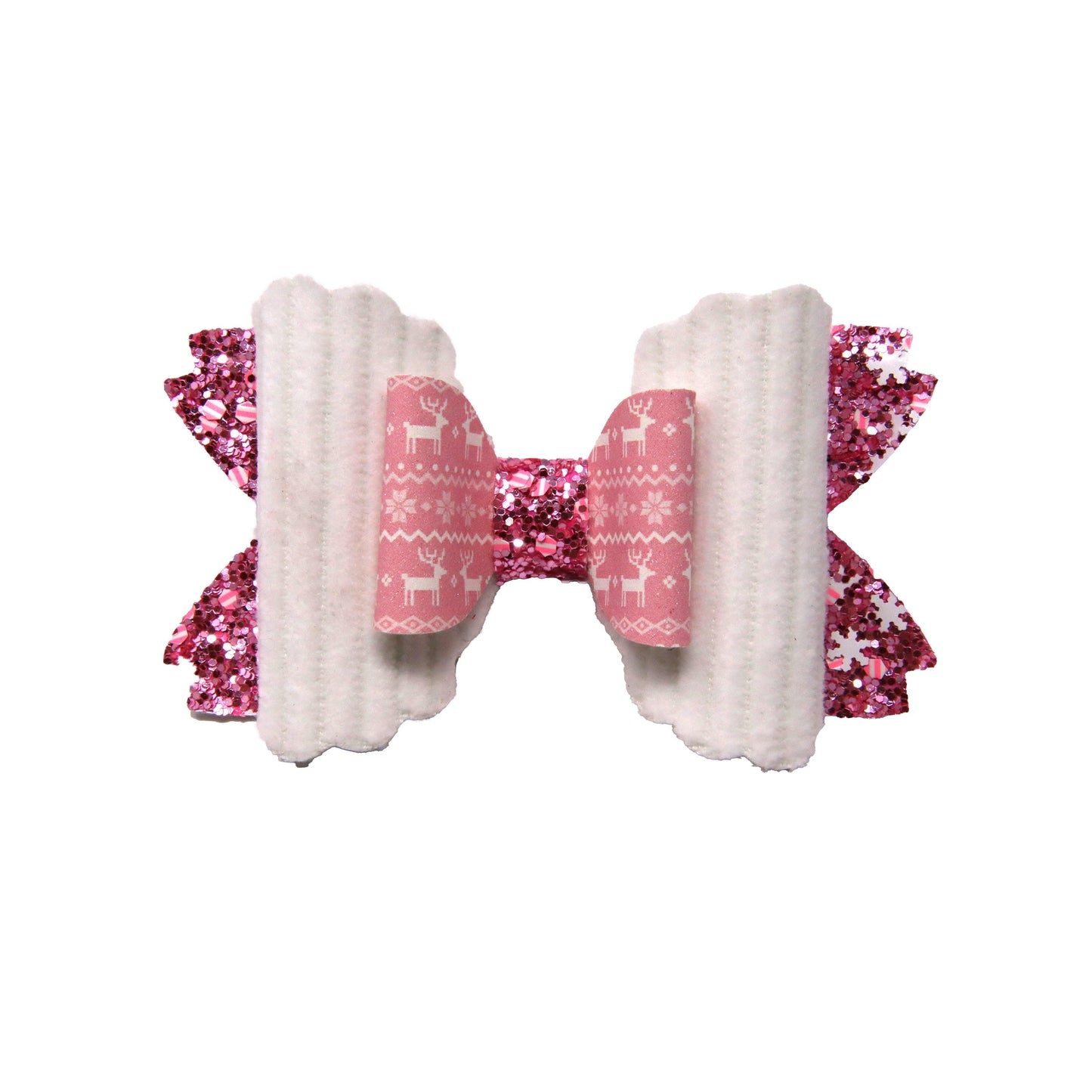 Reindeer Love Scalloped Daisy Bow 4"