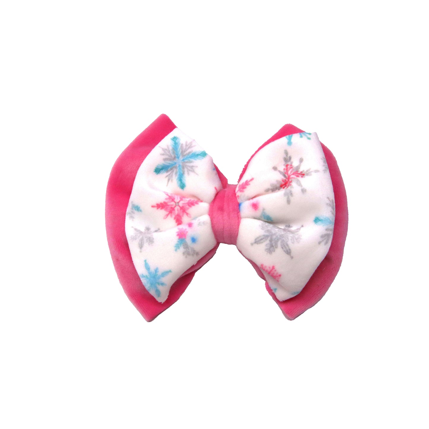 Glimmering Snowflakes Velvet Double Stacked Pinch Bow 4"