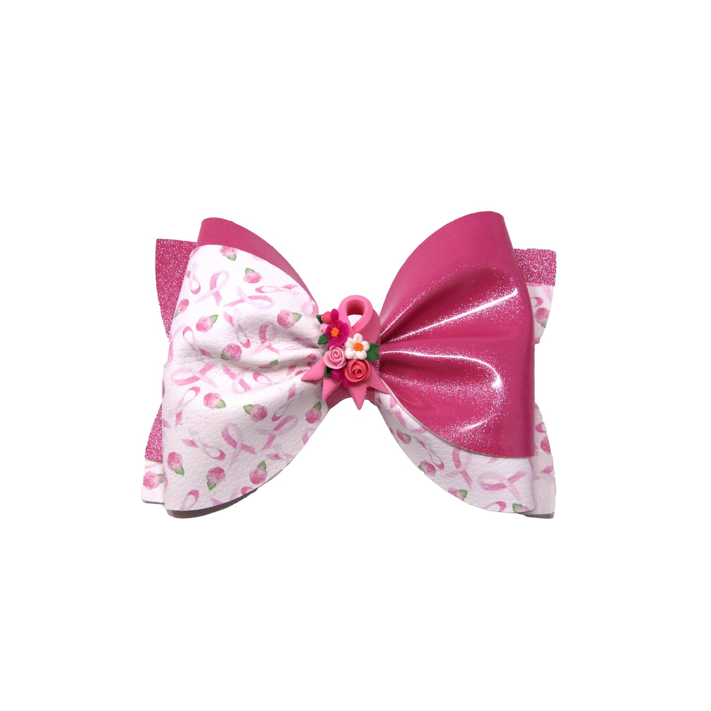 Pink Roses & Ribbons Totally Twisted Bow with Roses & Ribbon Clay 5"