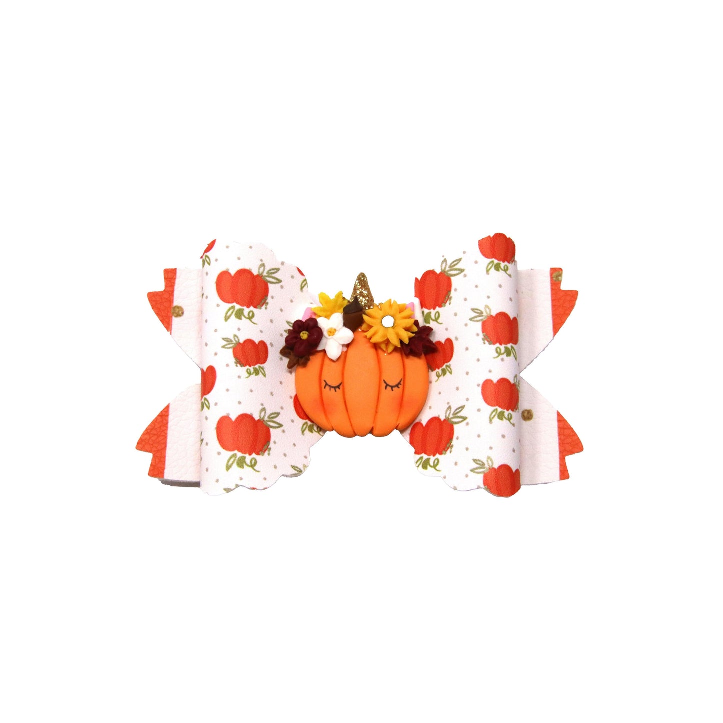 4 inch Pumpkin Patch Scalloped Daisy with Unicorn Pumpkin Clay
