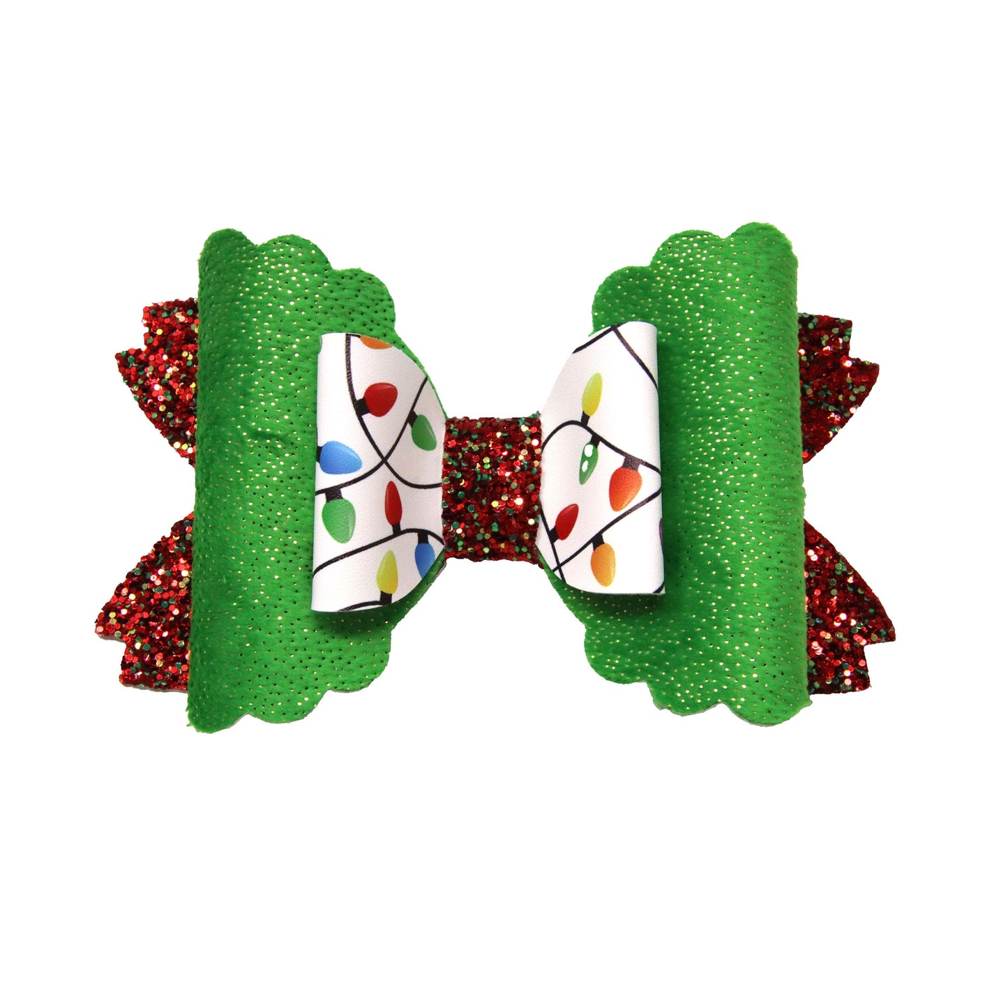 Christmas Lights Double Scalloped Daisy Bow 6"