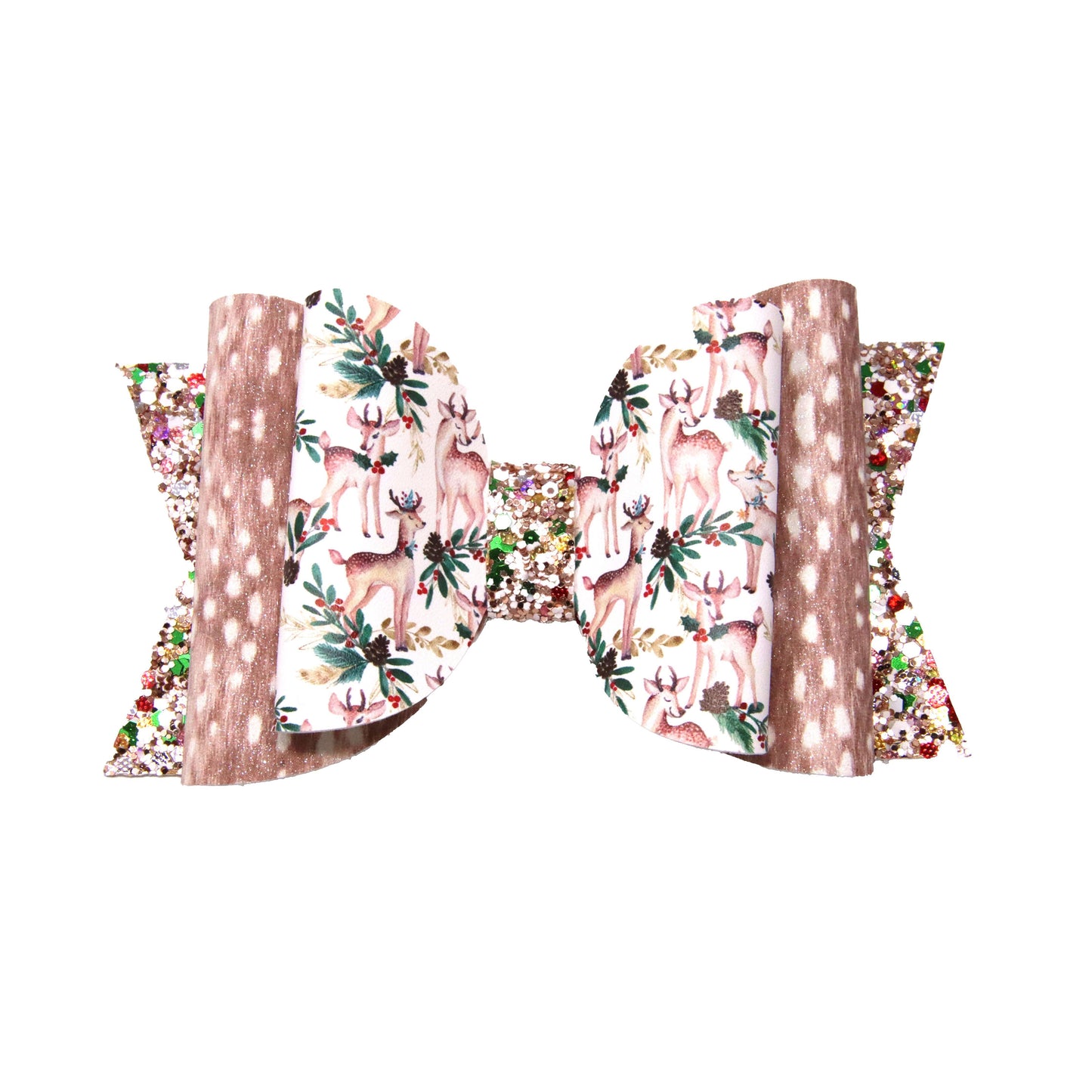 5 inch Christmas Fawns Double Diva Bow