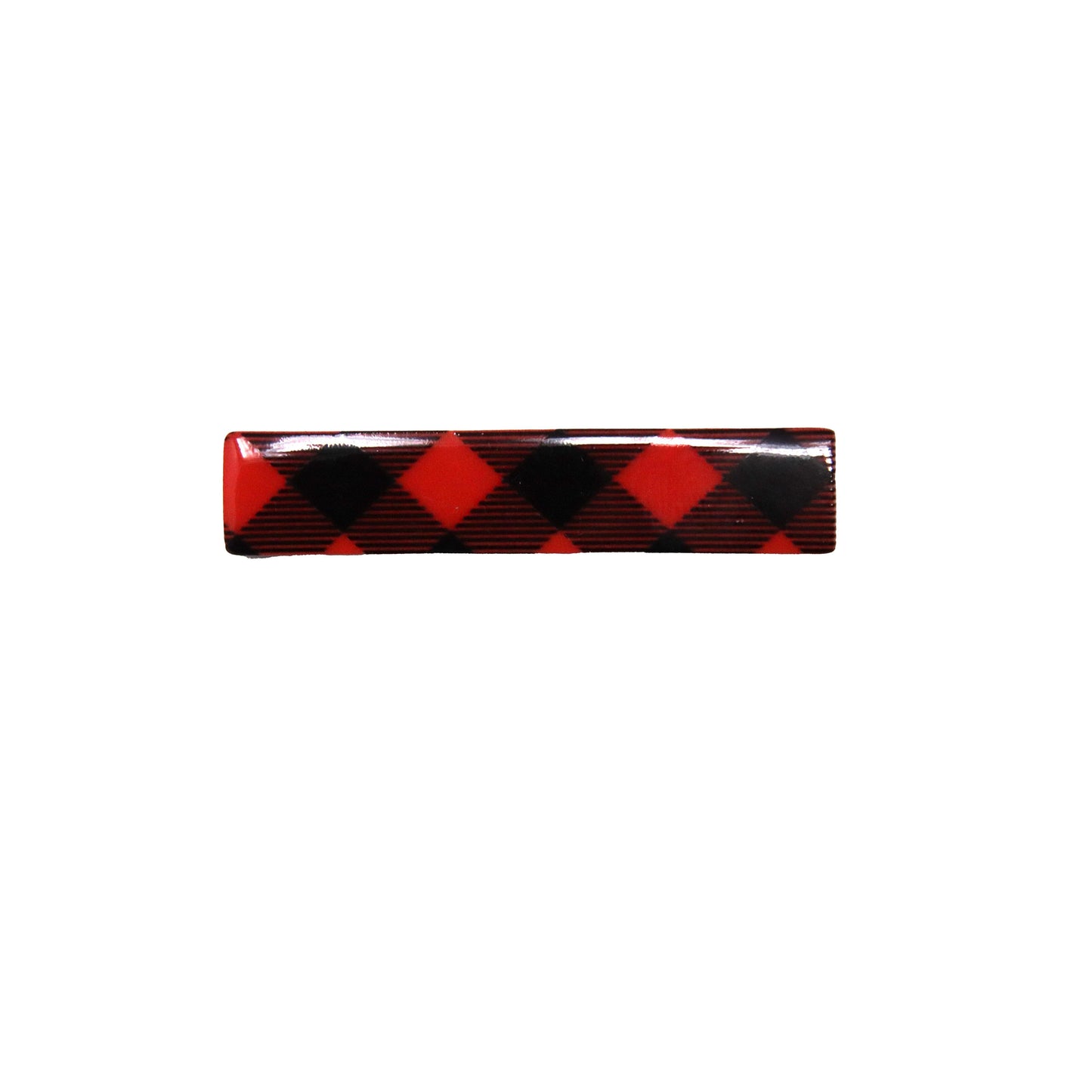 2 inch Red Buffalo Plaid Acrylic Hair Clips (pair)