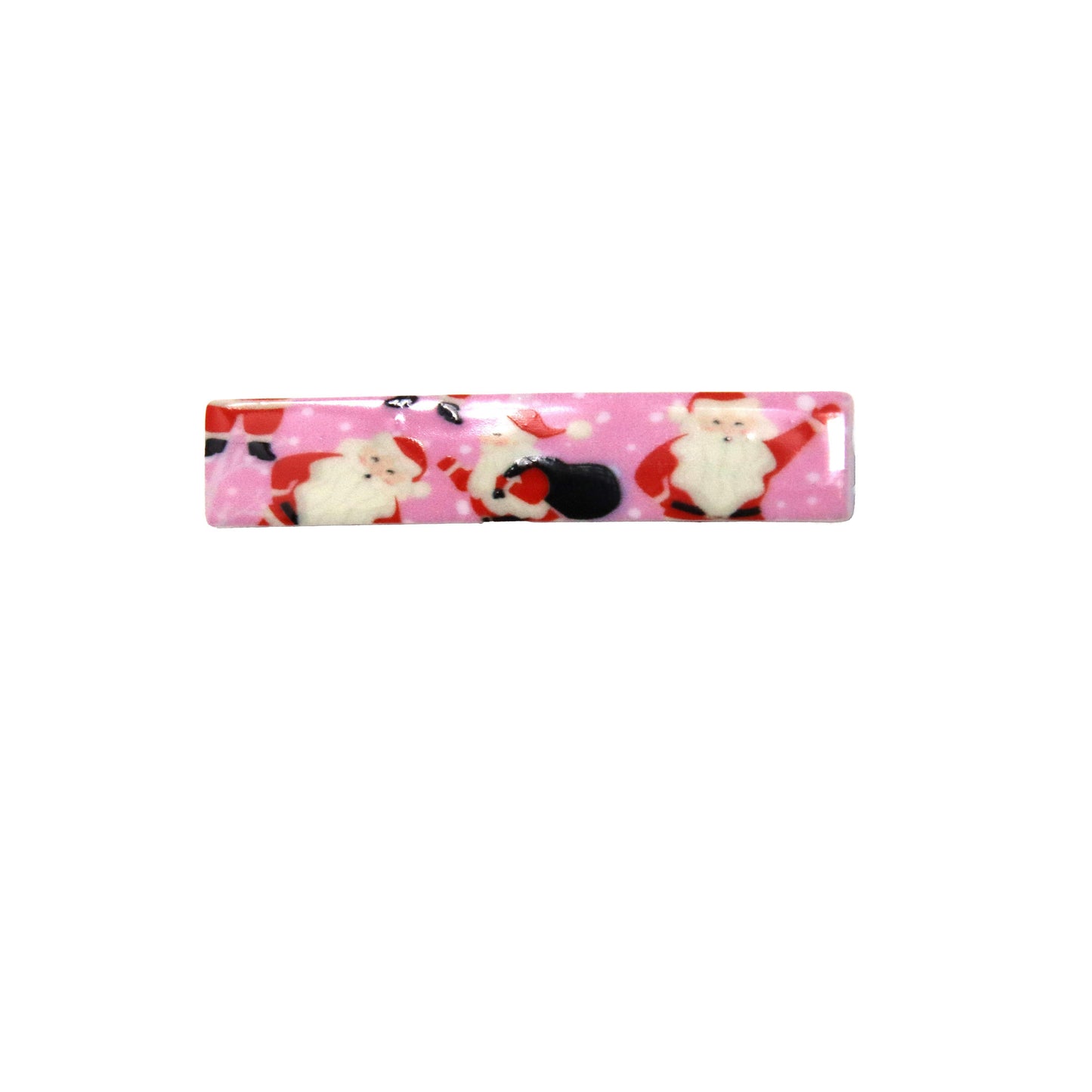 2 inch Pink Jolly Santa Acrylic Hair Clips (pair)