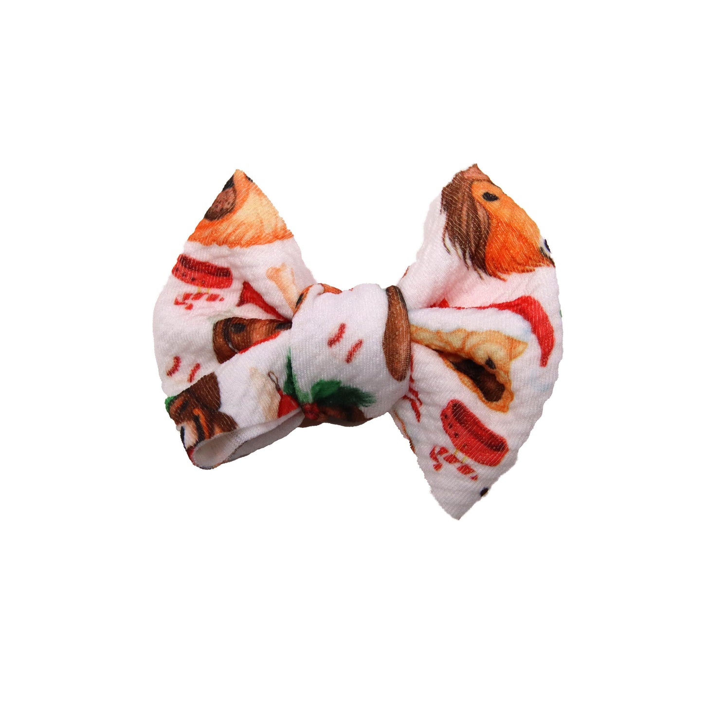 3 inch Christmas Dogs Fabric Bow