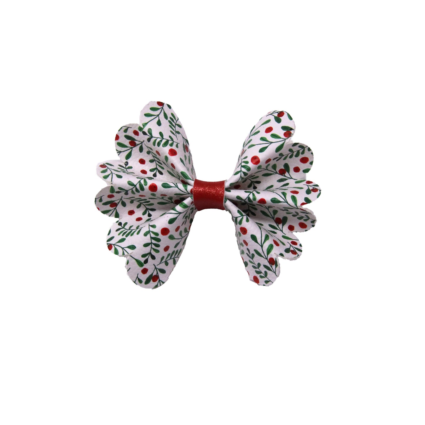 Holly Scalloped Pinch Bow 4"