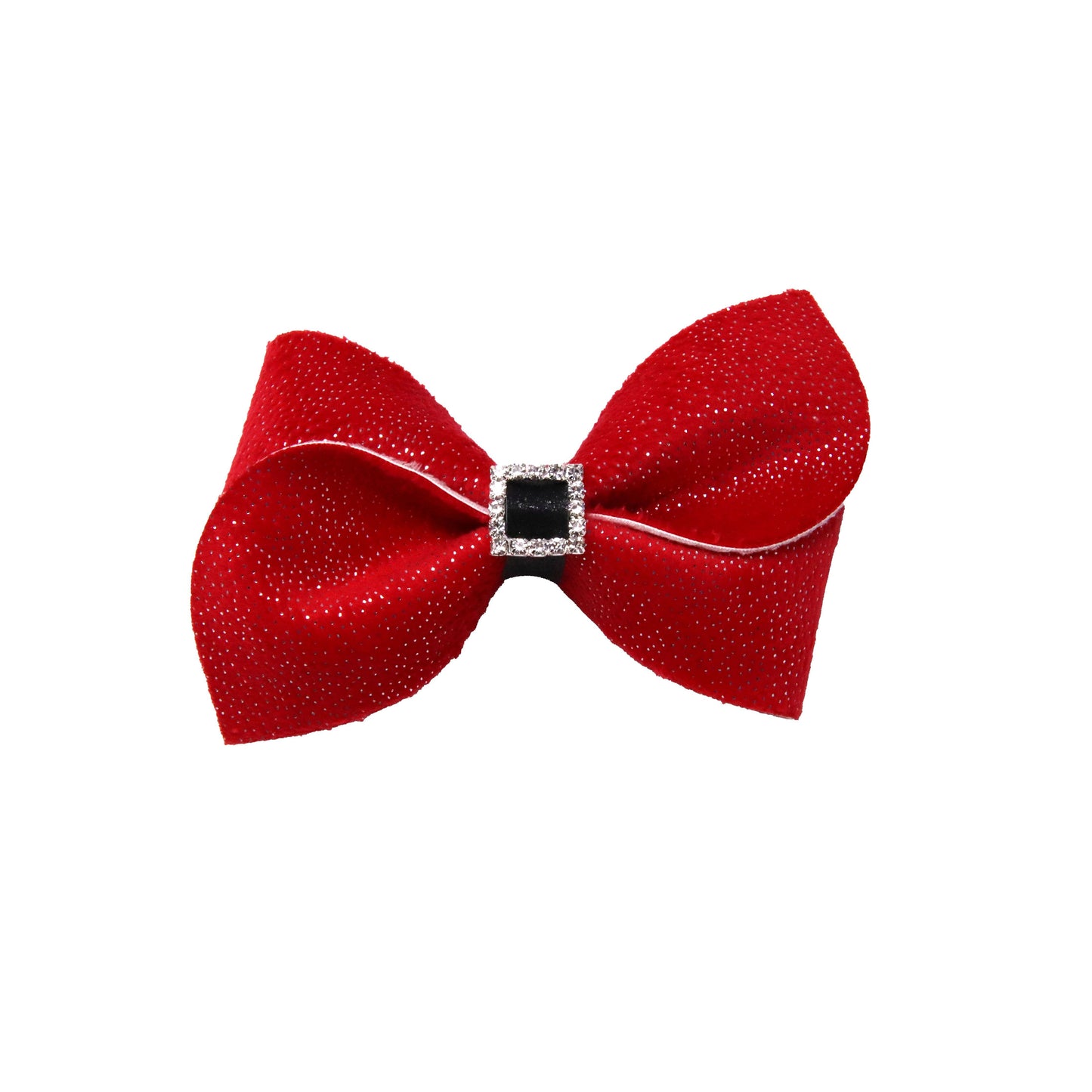 Red Fuzzy Felt Santa Belt Curvy Loop de Lou Bow 5"