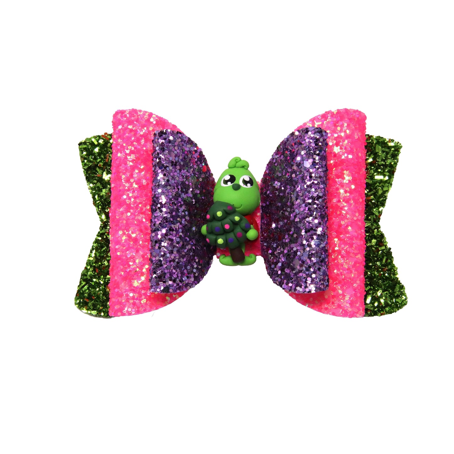 4.5 inch Double Chloe Bow with Mean Green Christmas Tree Clay