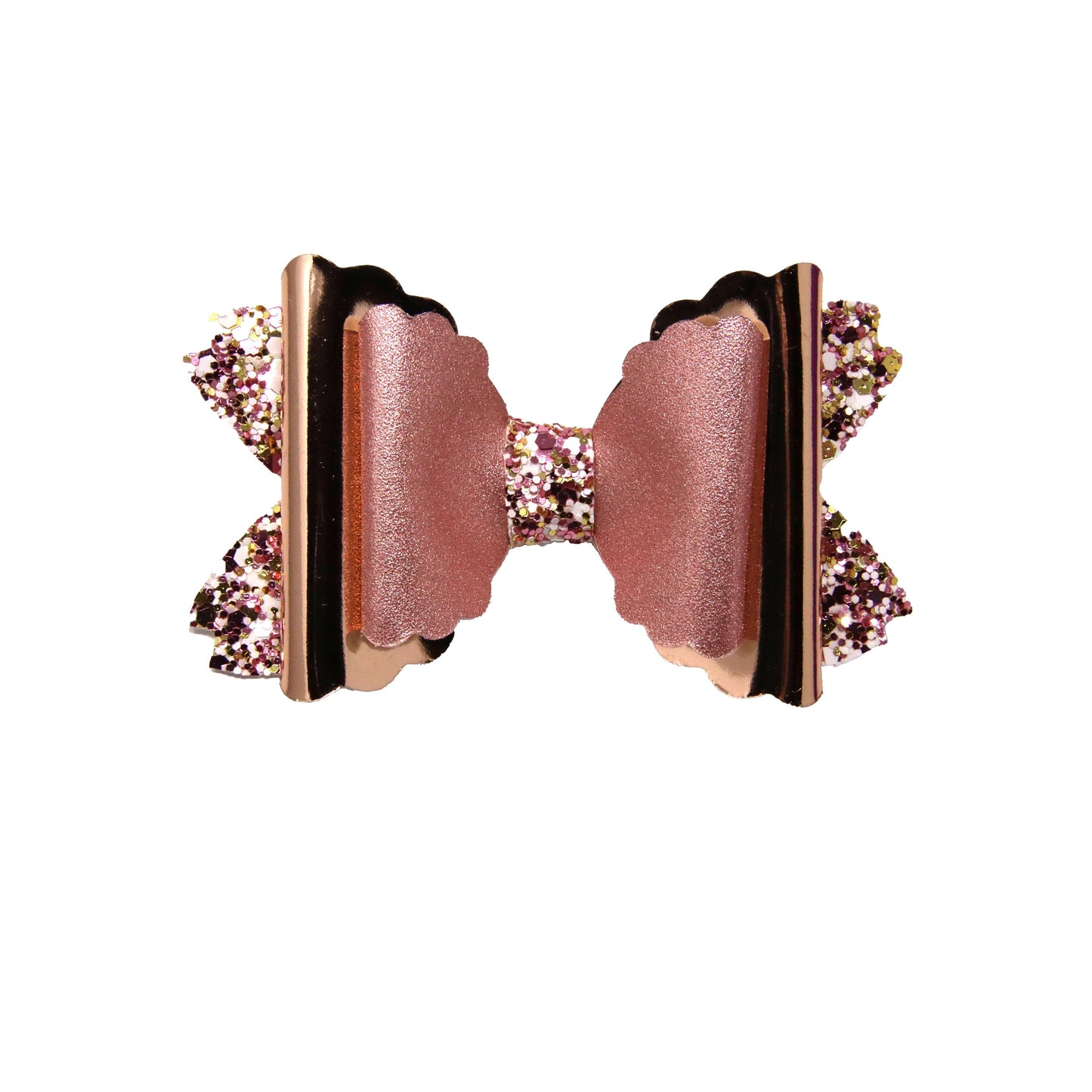 Rose Gold Double Scalloped Daisy Bow 4"