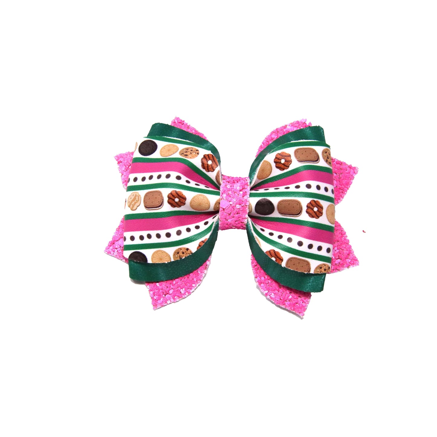 Cookie Stripe Dressed-up Phoebe Bow 3.5"
