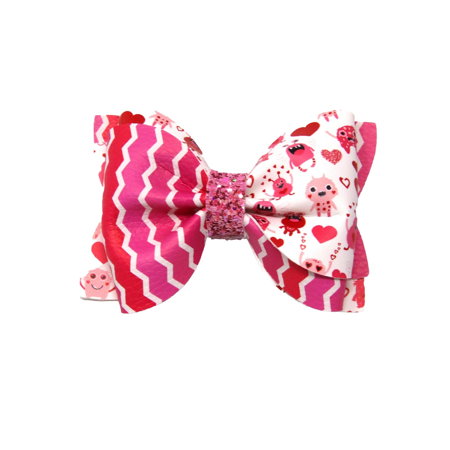 Little Monsters & Pink Zig-zag Totally Twisted Bow 3.5"