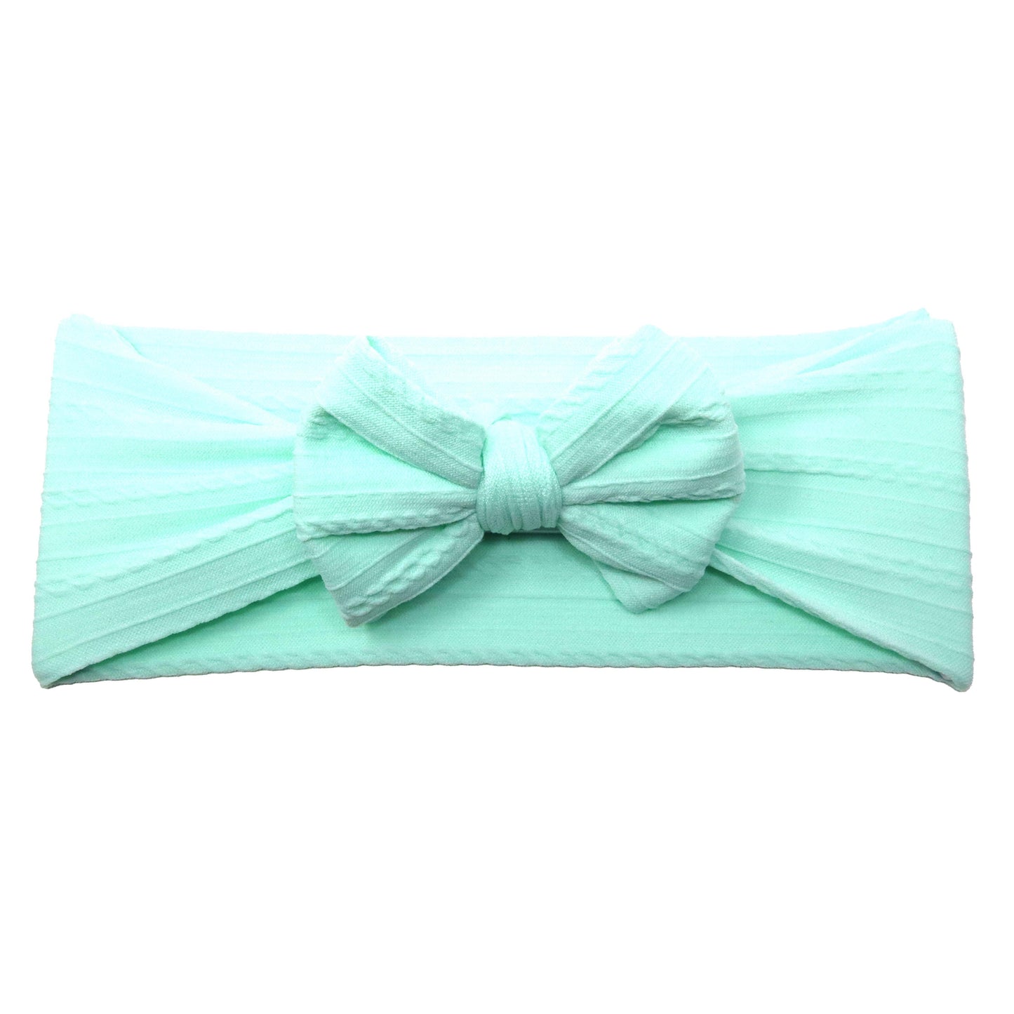 Mint Braid Knit Bow Headwrap 4"