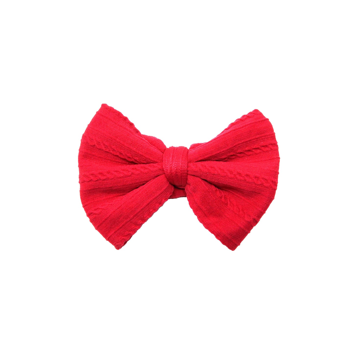 Cranberry Braid Knit Bow 4"